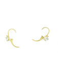 chic gold earring with three zirconia stones, perfect for a refined look. designonearth