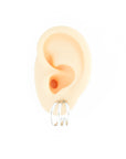 elegant silver three rings earrings, in ear on a white backgroud
