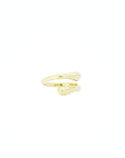 Adjustable gold stainless steel ring, comfortable and customizable to fit any size by Brendoe, available at Design On Earth
on a white backgroud