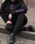 Black Purpy hoodie comfortable and for every occasion on girl model