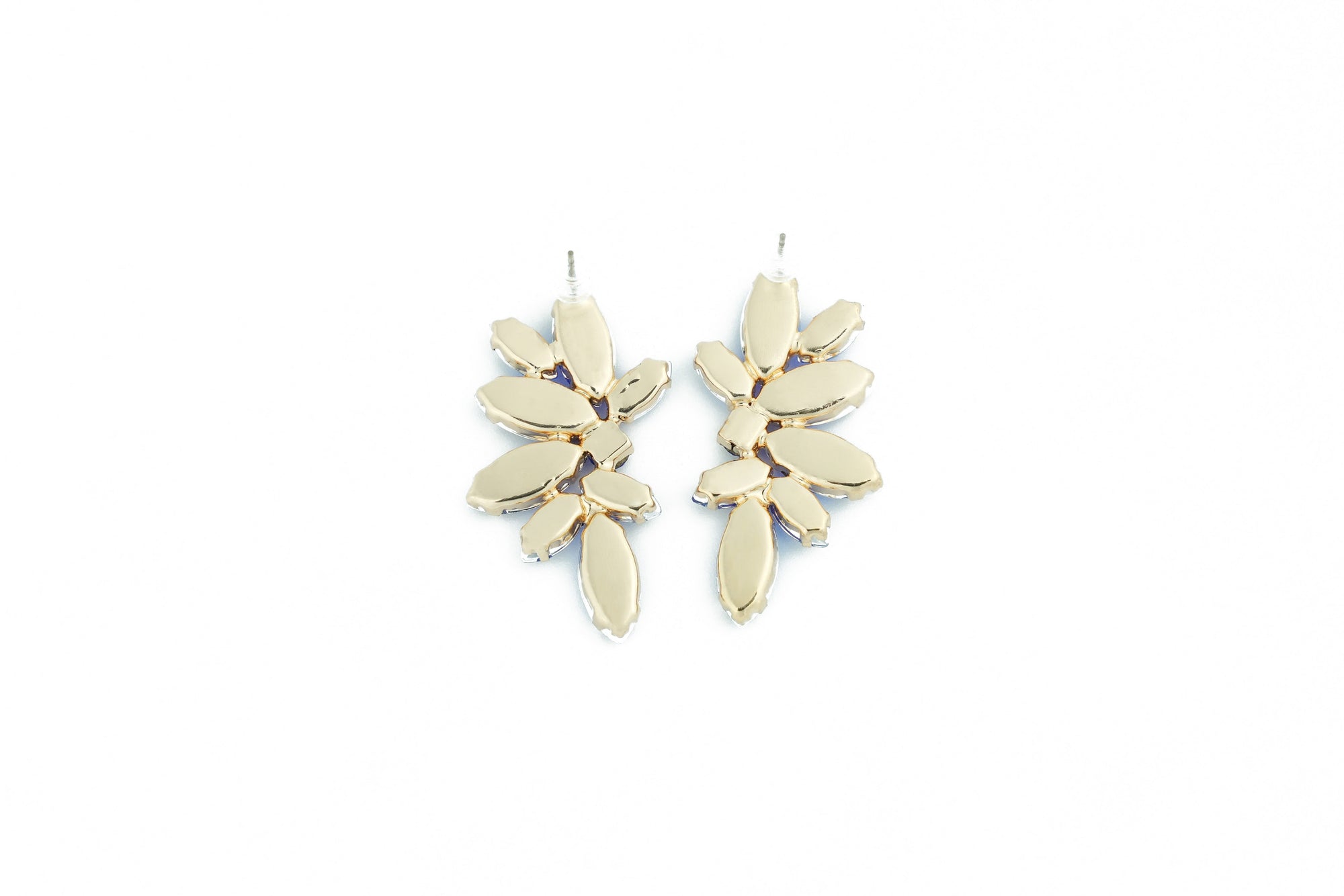 modern earrings with blue crystals, a stylish choice for any outfit.
back