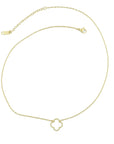 chic necklace with a subtle white clover, perfect for formal and casual outfits,
design on earth