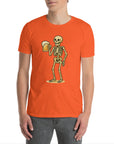 Young person wearing bright mushroom T-shirt vibrant streetwear for festival and casual days.