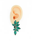 timeless earrings with green crystals, perfect for special occasions.