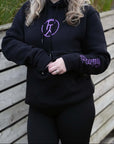 Fashion black purple hoodie versatile and casual with bag, Purpy