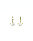 stylish gold earring with three sparkling zirconia stones, ideal for special occasions.