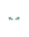 elegantly designed gold stud earring with green accents, ideal for a sophisticated look. nickel free jewelry