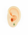 elegantly designed gold stud earring with green accents, ideal for a sophisticated look. nickel free