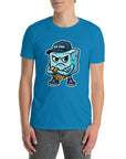 Model wearing Ice Cube T-shirt chill cartoon tee for everyday wear. Great gift for humor and cool style fans. Unisex.