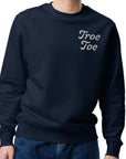 Side view of navy unisex sweatshirt eco streetwear style