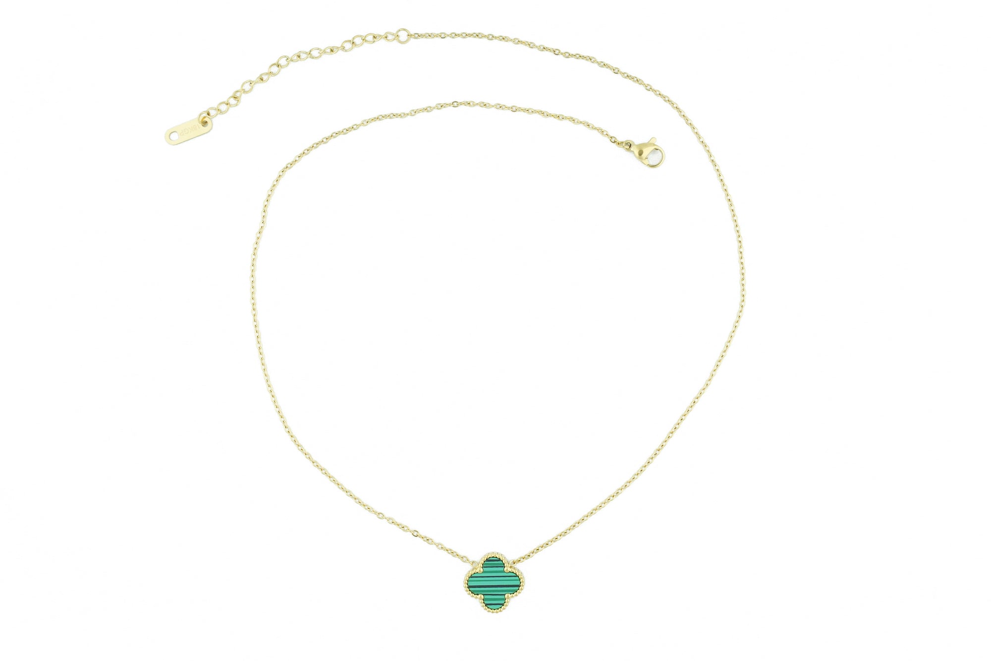 stylish necklace with a green clover, perfect for everyday and formal looks.