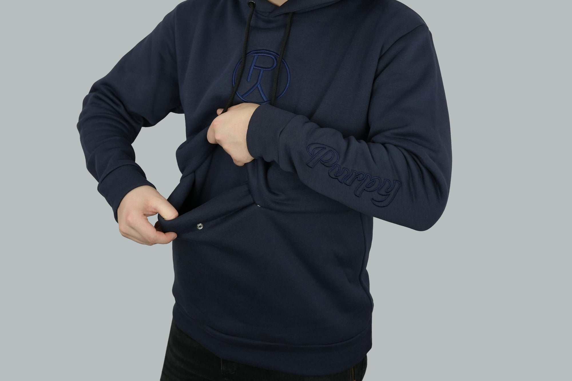 Blue hoodie of premium quality, designed with attention to detail and craftsmanship. Purpy at Design On Earth