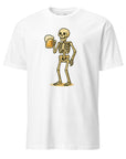 Funny skeleton drinking beer shirt bold and fun graphic tee for beer fans and rebels.