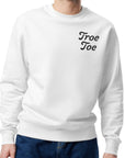 White Sustainable Unisex Sweatshirt with Embroidered Troe Toe Logo