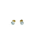 golden earrings with round zirconia stone