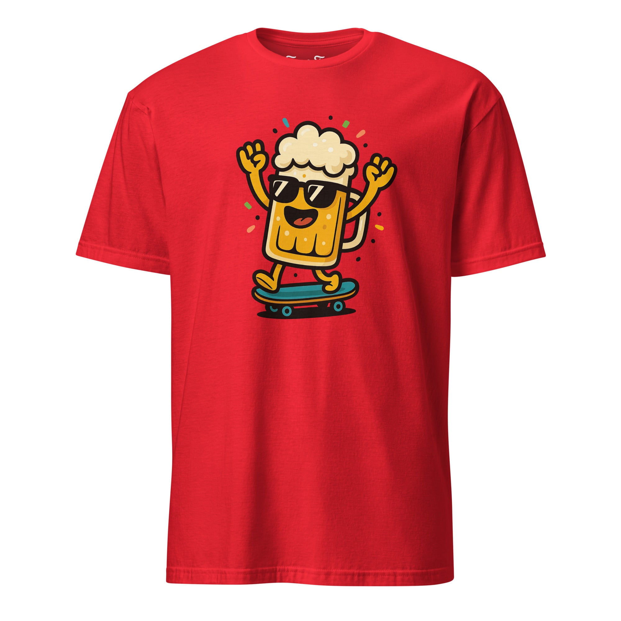 Happy Beer T-shirt fun design with smiling beer glass cartoon. Perfect for parties, festivals, or casual beer lovers. Unisex fit.