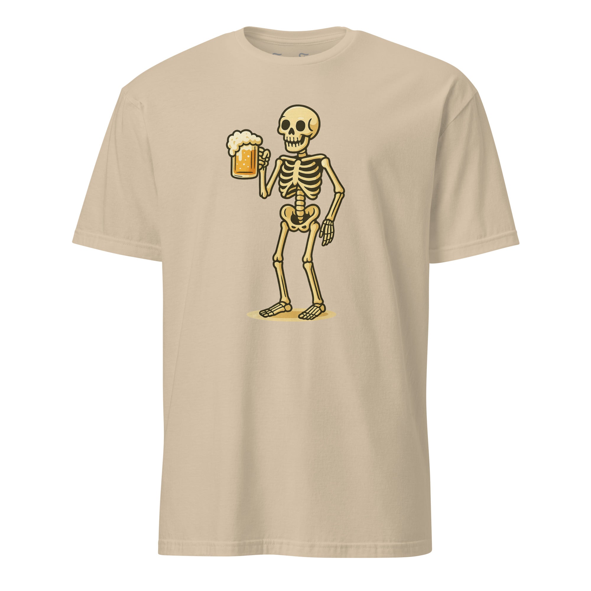 Beer Skeleton T-shirt with edgy skeleton and beer graphic perfect for party lovers and Halloween vibes.
