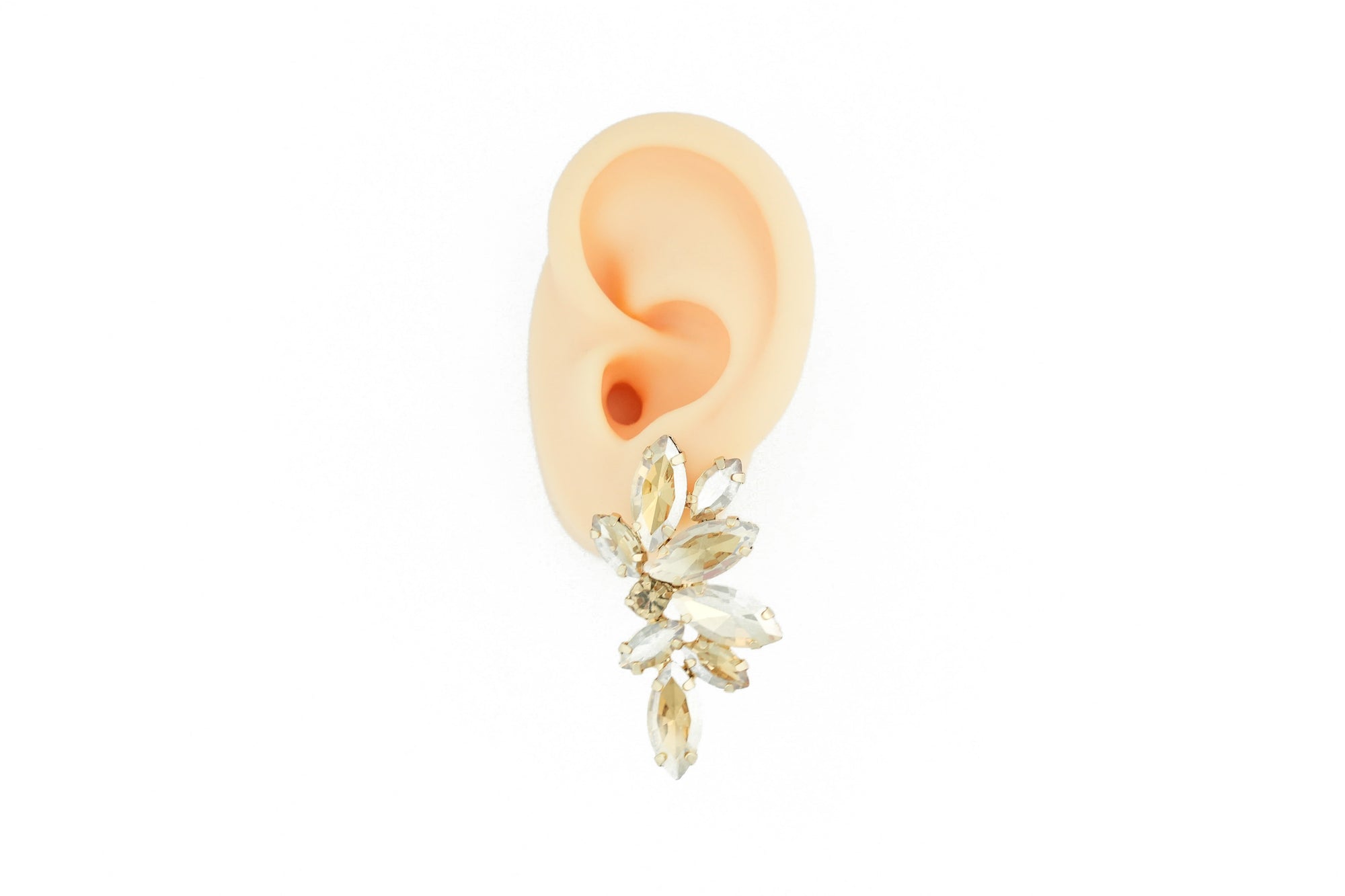 earrings with beige crystals, suitable for formal and casual occasions.