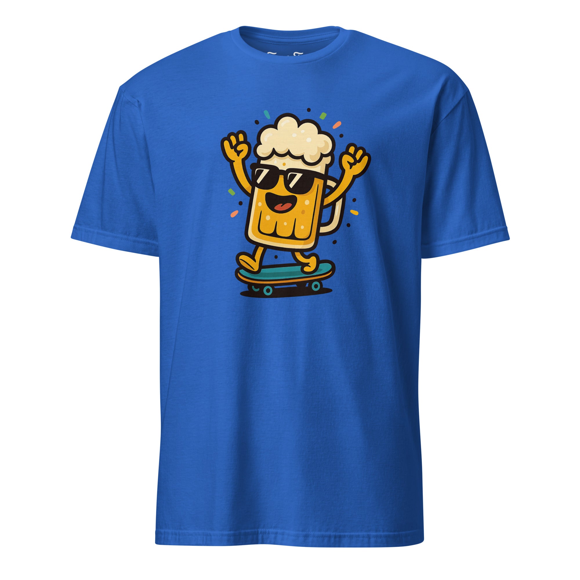 Close-up van lachend bierglas print schattige en grappige cartoon stijl met vrolijke uitstraling.