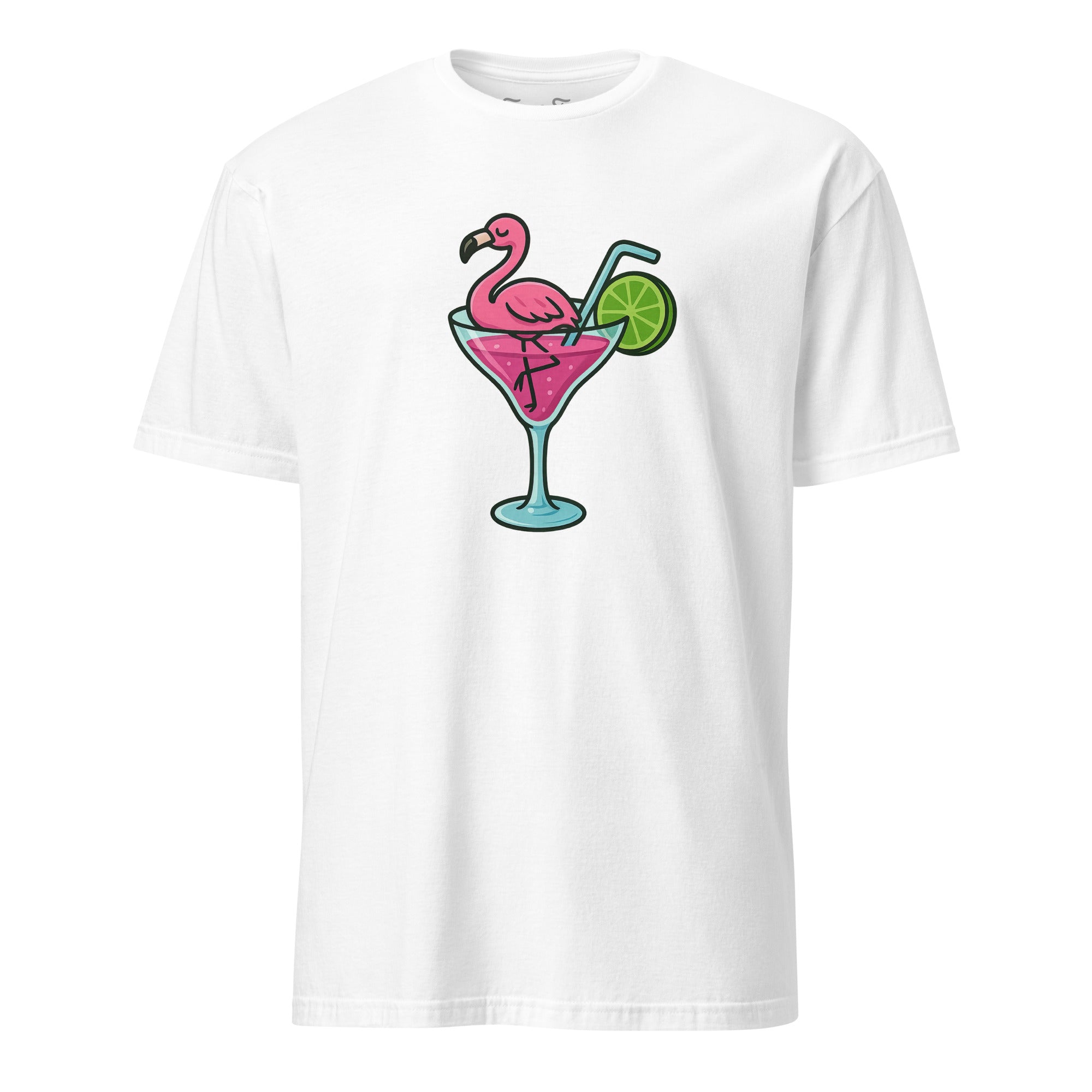 flamingo in cocktail ontwerp kleurrijke en grappige tropische print met zomerse uitstraling.