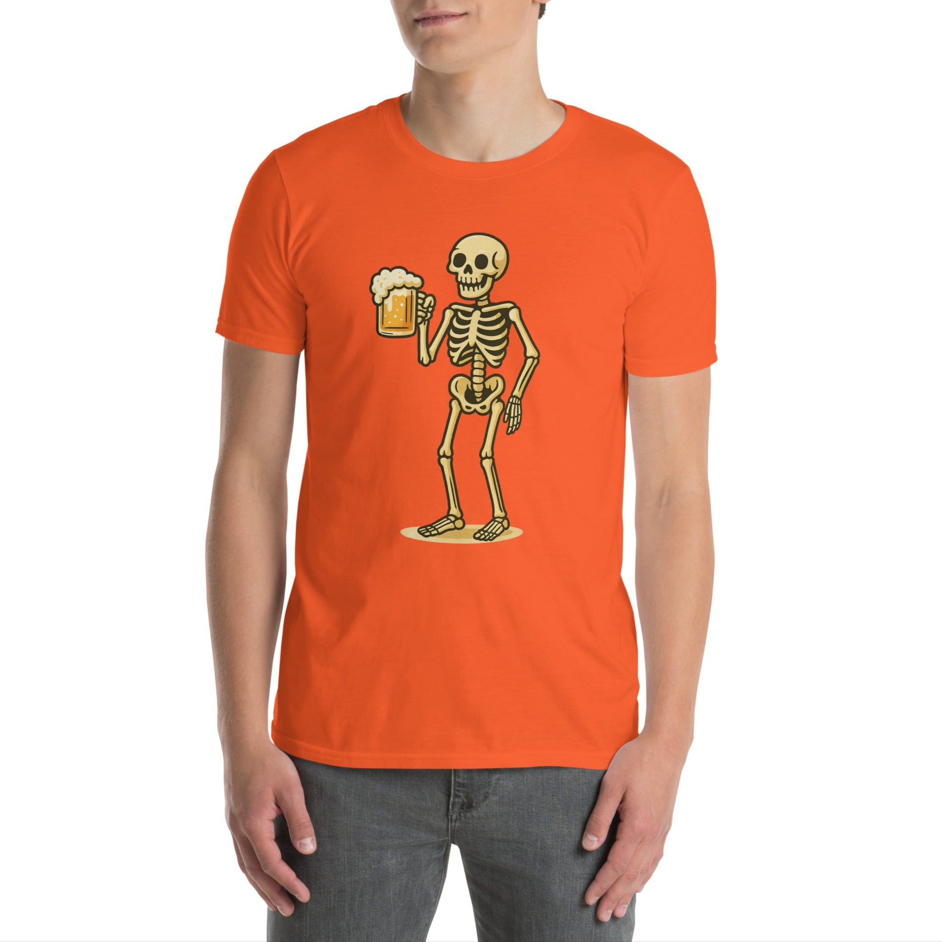 Young person wearing bright mushroom T-shirt vibrant streetwear for festival and casual days.