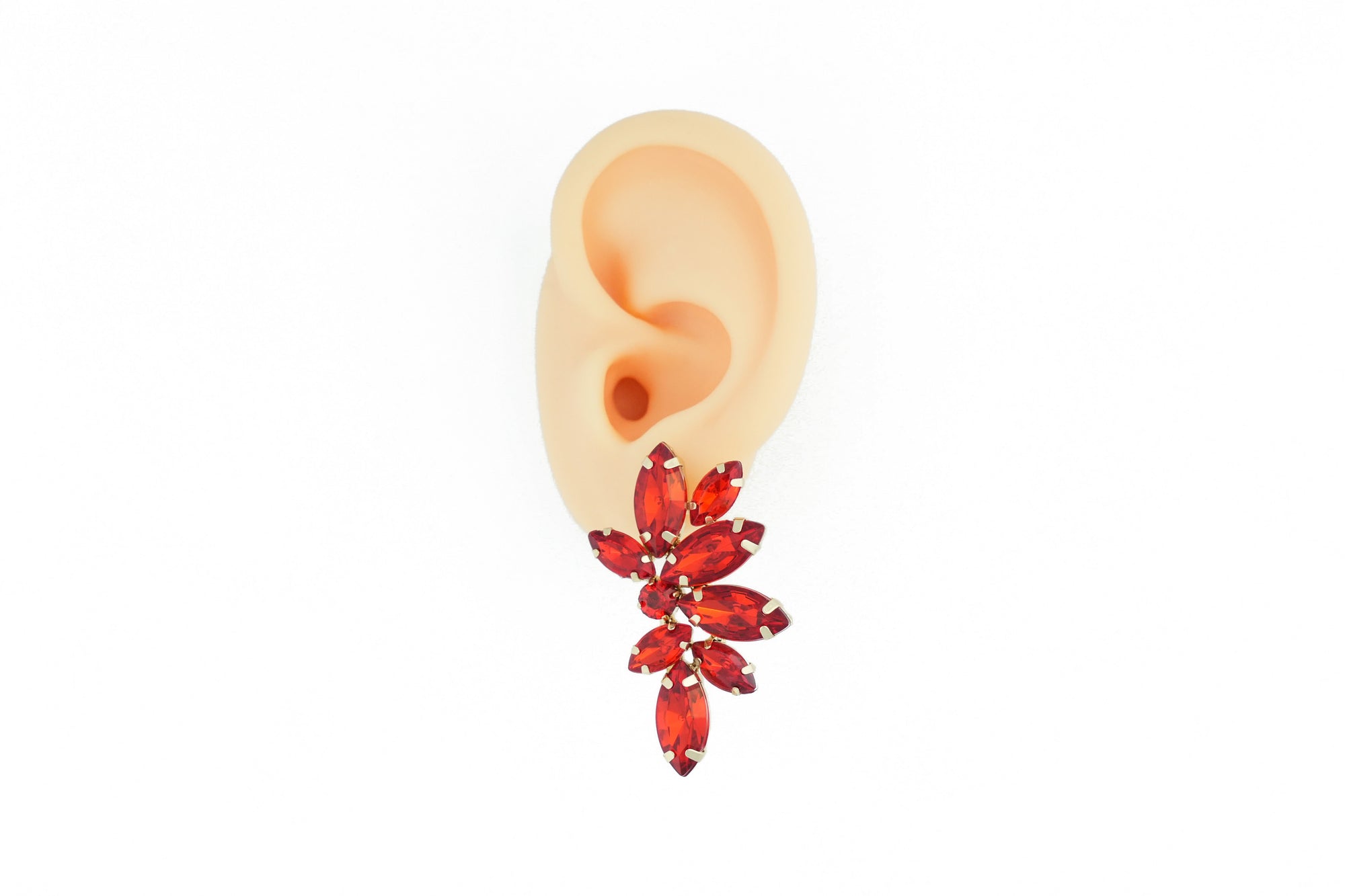 elegant earrings with red crystals, suitable for both casual and formal occasions
