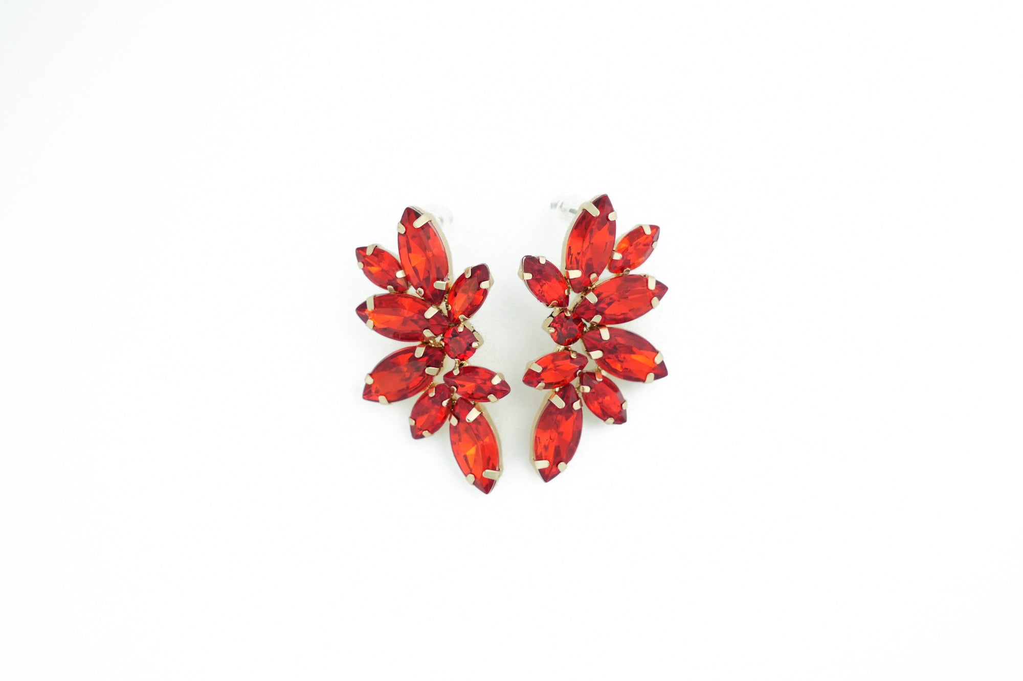 elegant earrings with red crystals, suitable for both casual and formal occasions