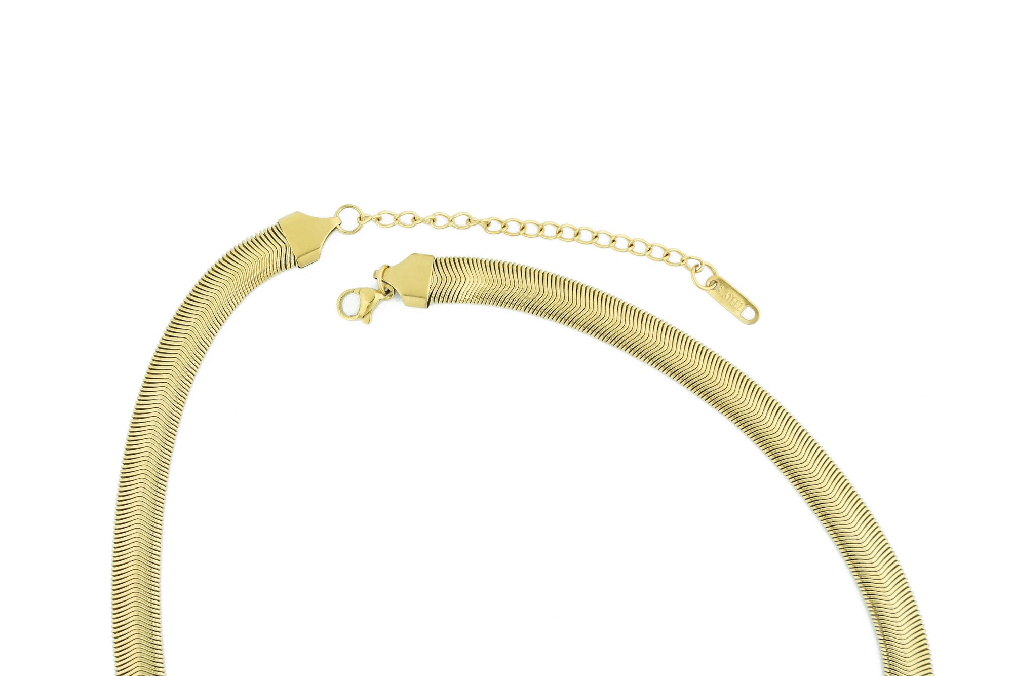 elegant gold necklace with a snake design, inspired by Egyptian art
