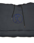 Folded designer hoodie Purpy navy logo round exclusive, at Design On Earth