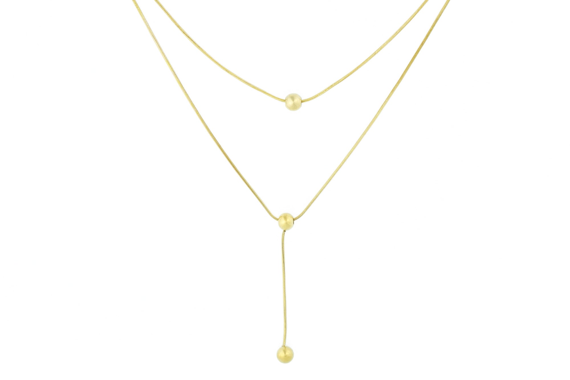 gold ball necklace, highlighting its elegant design, from designonearth