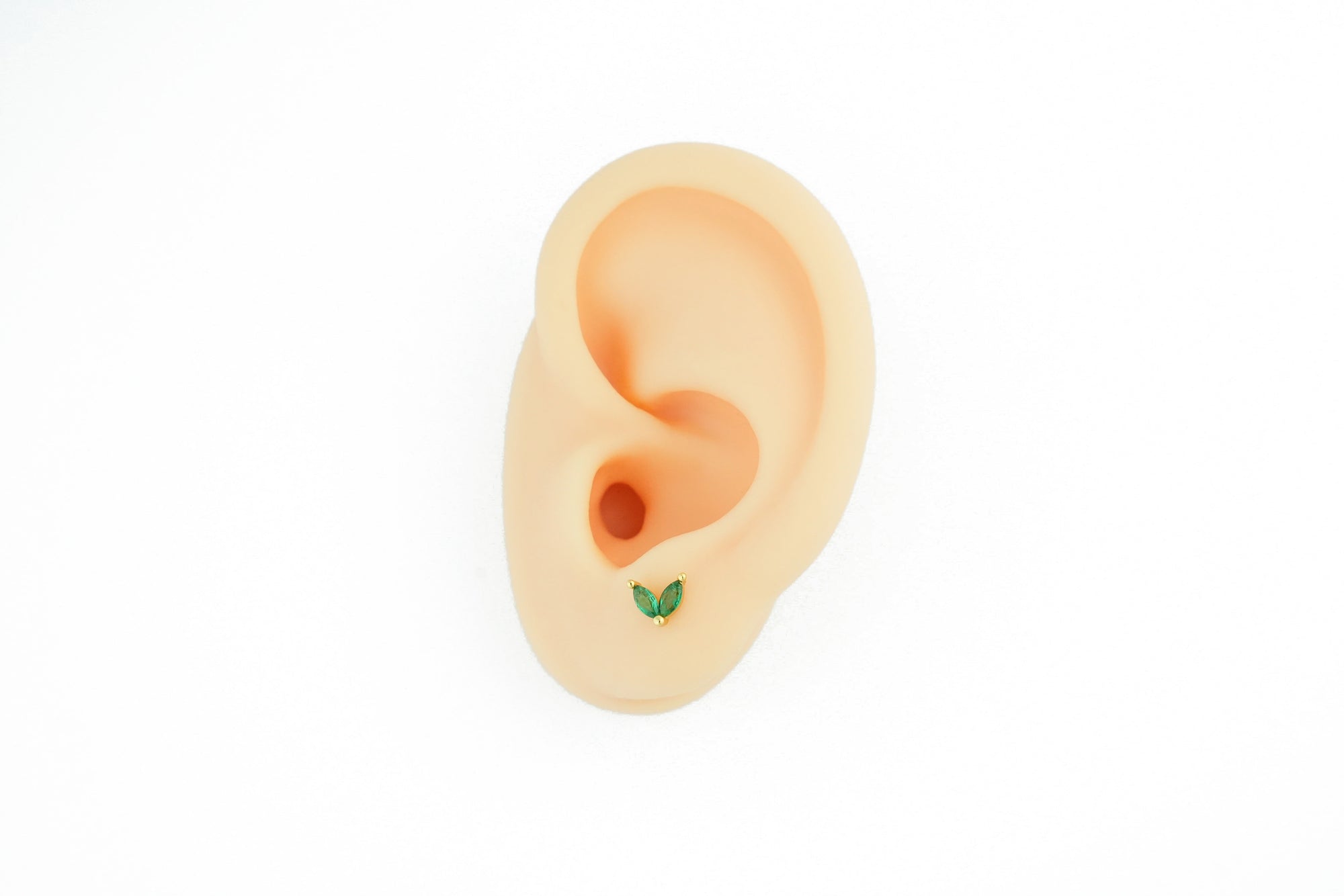 gold leaf with zirconia, perfect for an elegant and classic look, by brendoe for sale at design on earth
in ear