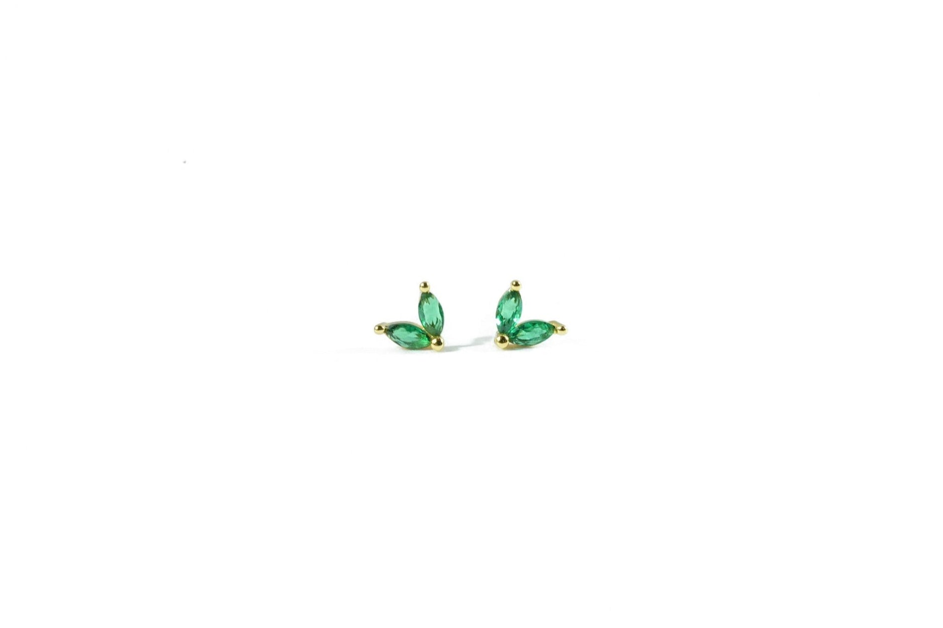 gold earrings with leaf zirconia natural and refined luxury