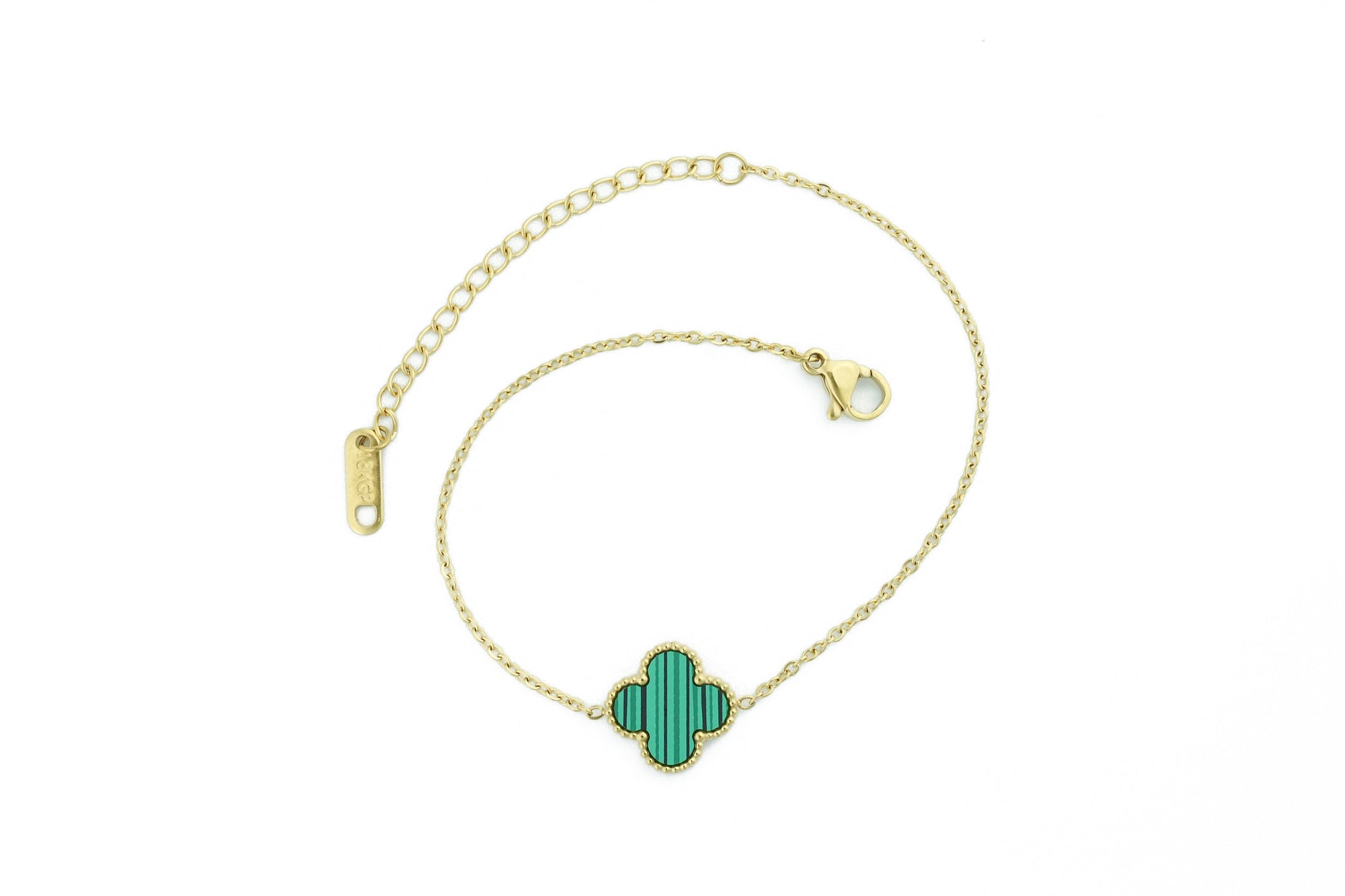 unique green clover bracelet, a stylish choice for a fresh look stainless steel