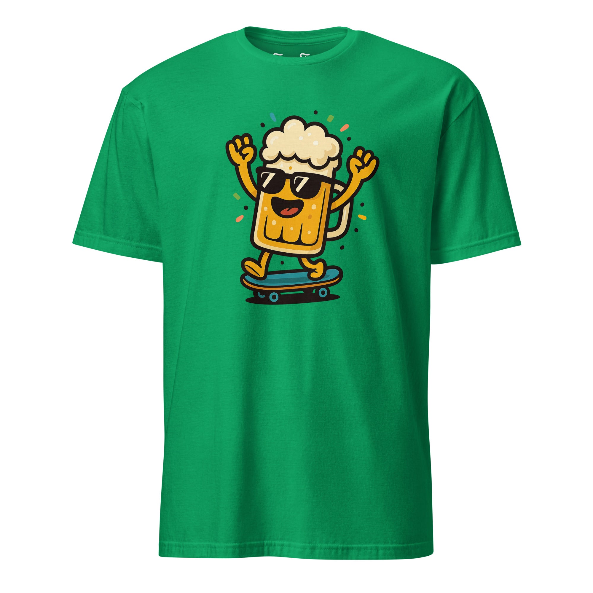smiling beer glass print cute and funny cartoon style beer character with happy vibes.