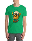 Model wearing Happy Beer T-shirt cheerful and fun tee for casual days, beer events, or gifting. Unisex fit.