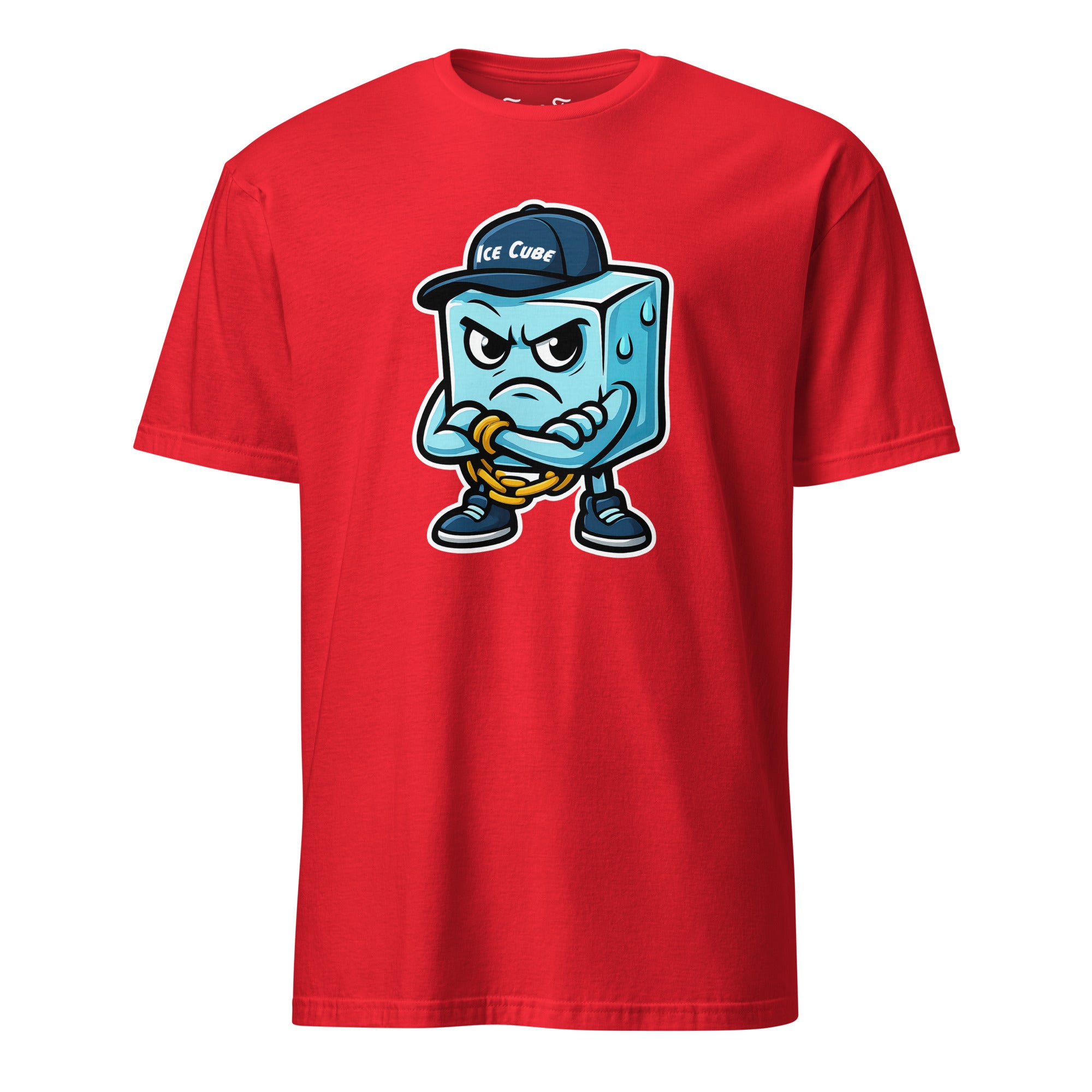 cartoon ijsblokje print schattig ijskoud figuurtje met een grappige uitstraling. Cool en casual.