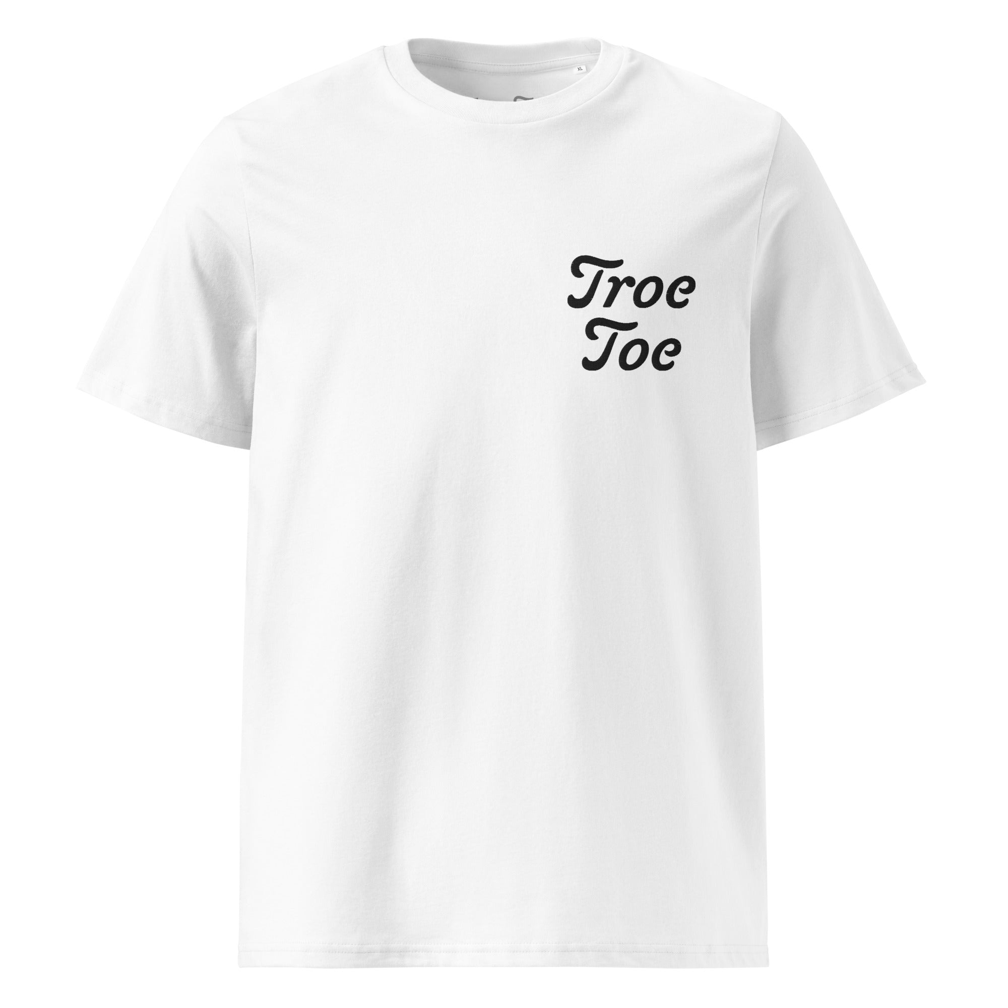 Classic white organic cotton T-shirt embroidered Troe Toe logo front