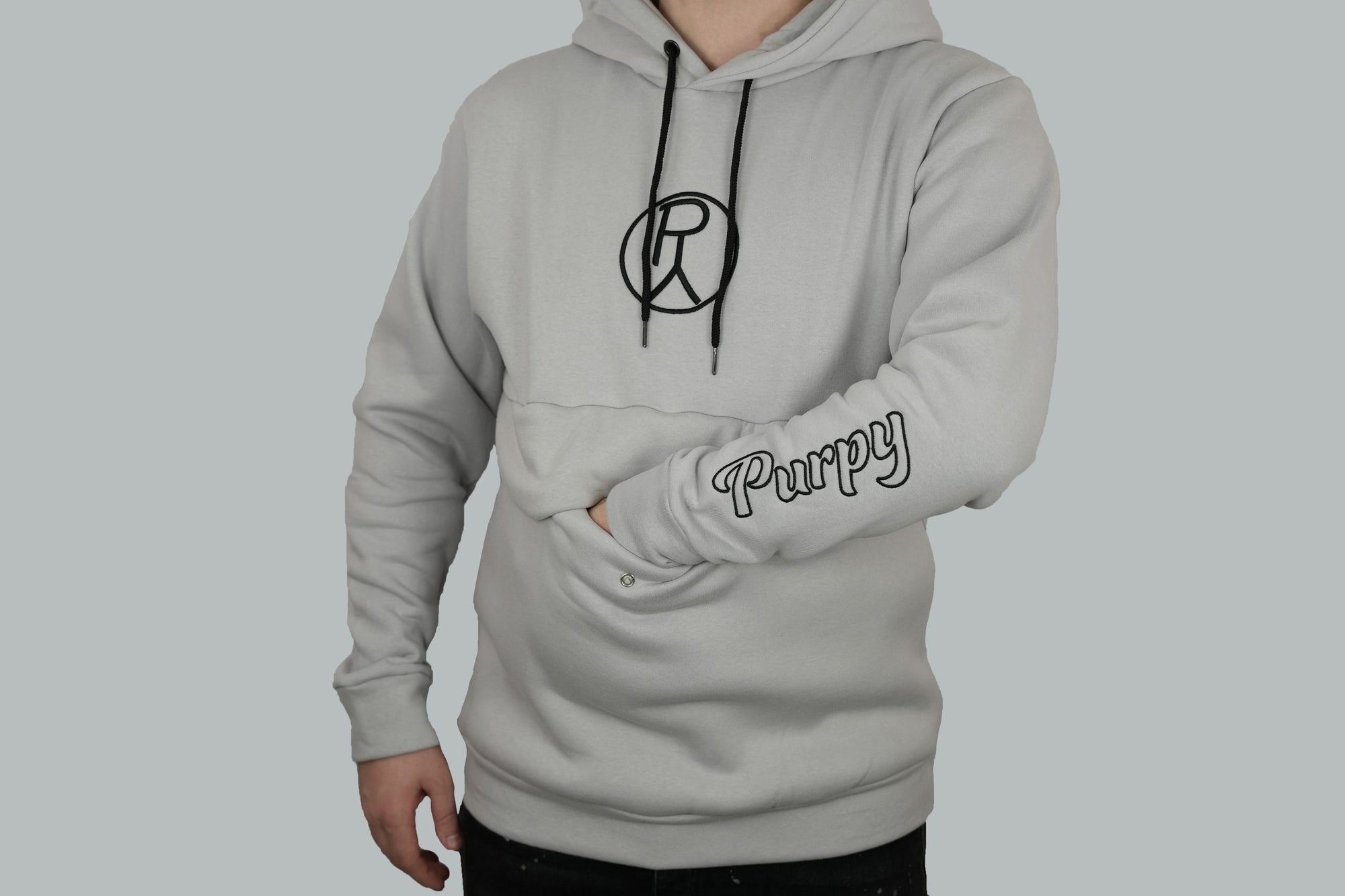 Hoodie from Purpy in gray color and very comfortable to wear and timeless