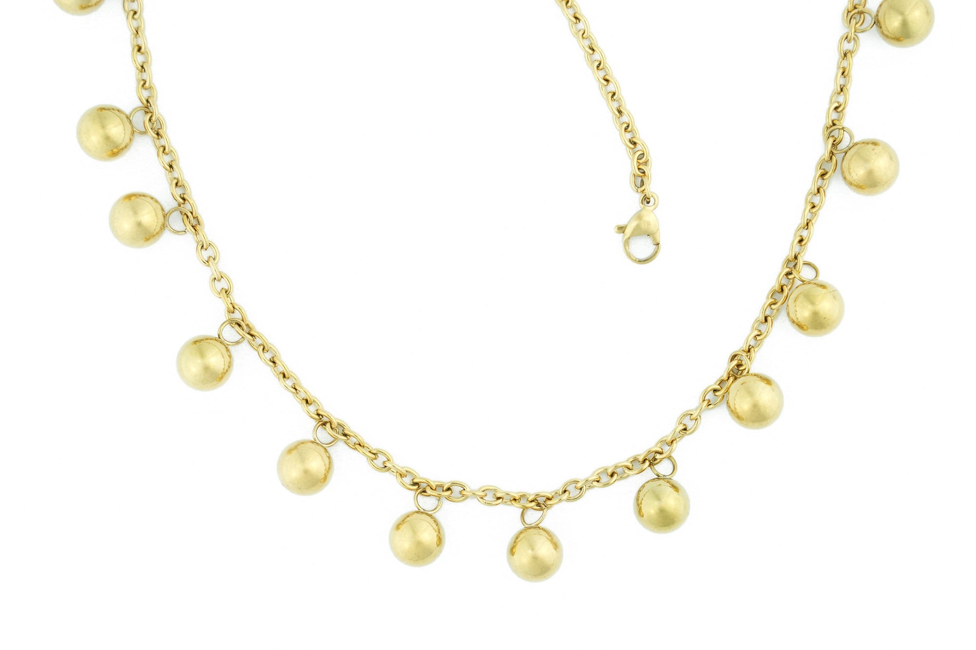 trendy necklace with balls gold colored 18k gold plated modern and elegant design on earth