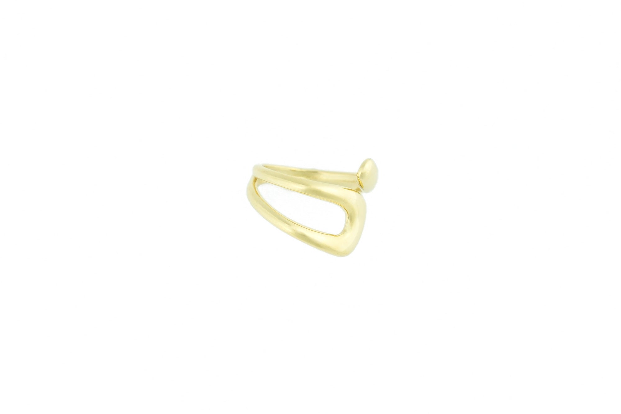 Trendy spiral ring 18K gold plated
 on white backgroud