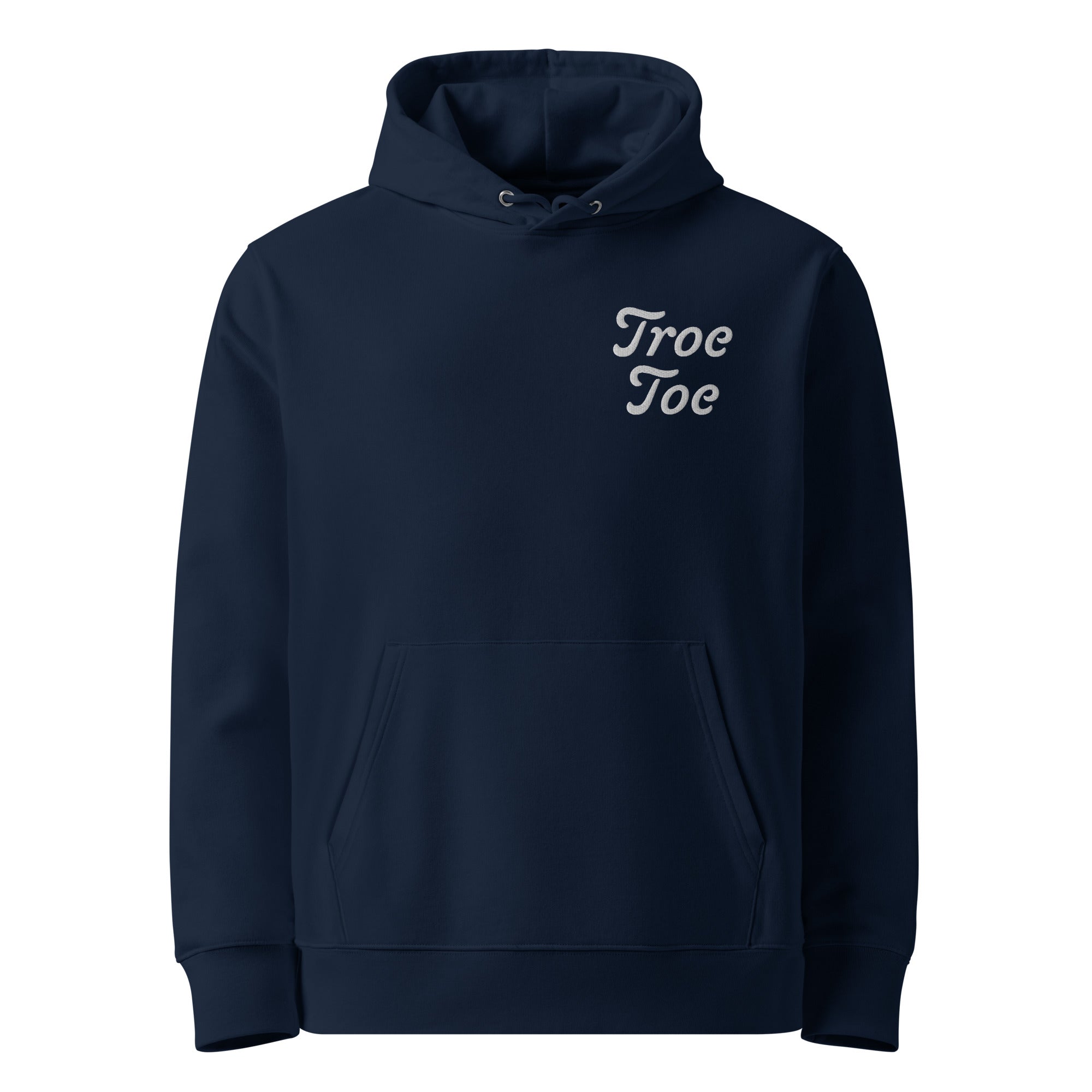 Cotton Hoodie in Navy Unisex Eco Streetwear with Embroidered Logo